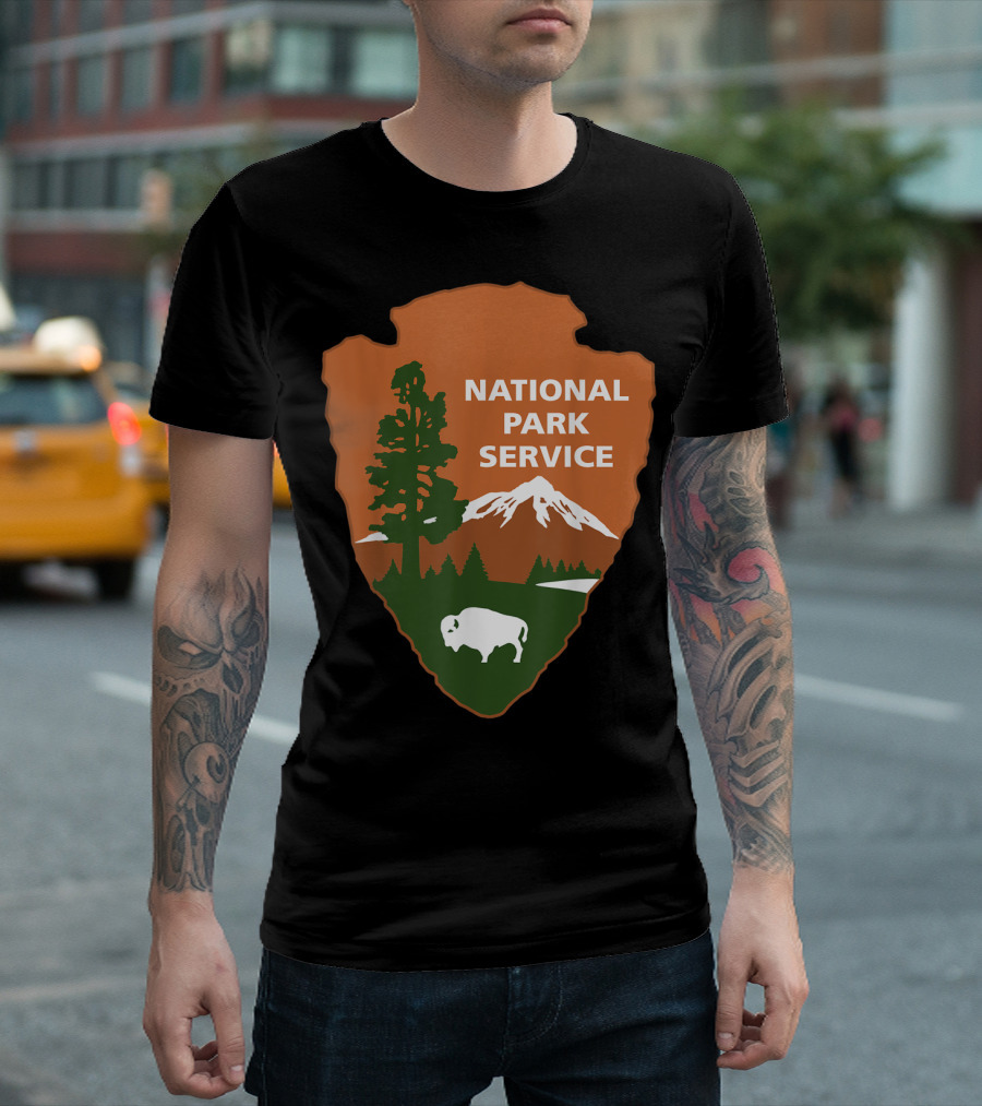 National Park Service Logo Badge With Mountain And Bison T-Shirt