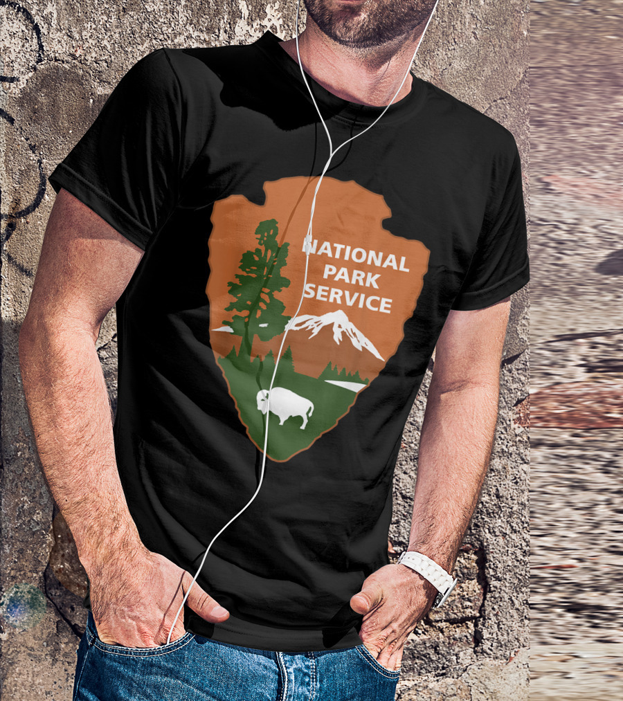 National Park Service Logo Badge With Mountain And Bison T-Shirt