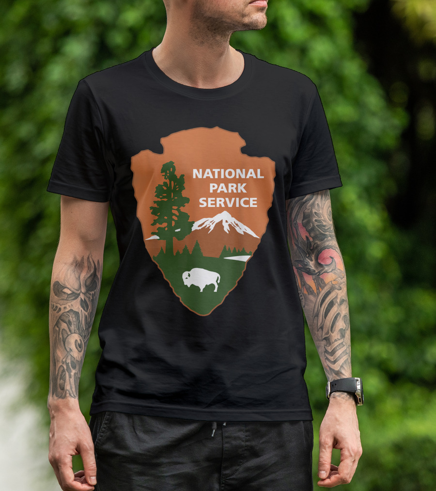 National Park Service Logo Badge With Mountain And Bison T-Shirt