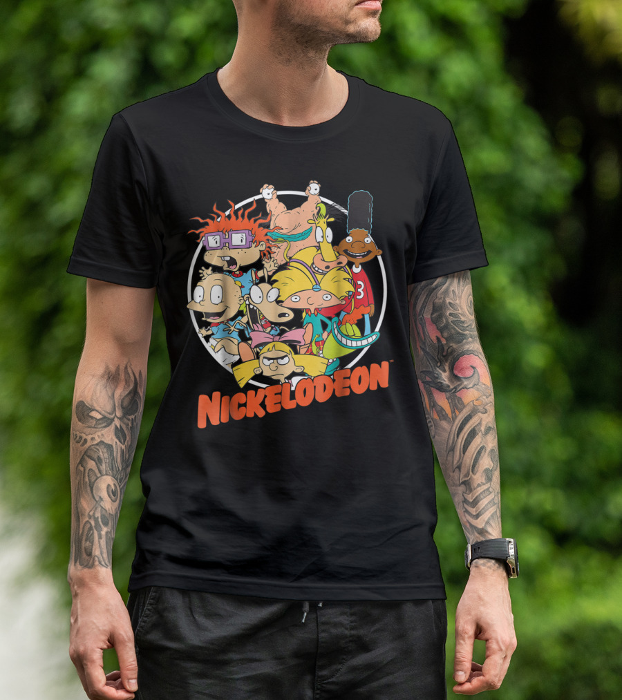 Nickelodeon Classic 90s Characters Rugrats Hey Arnold Gerald Cartoons T-Shirt
