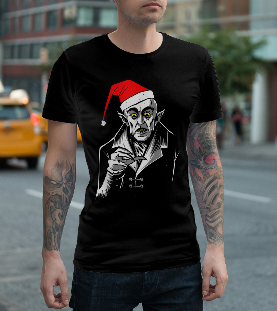 Nosferatu Vampire Santa Christmas Clause T-Shirt