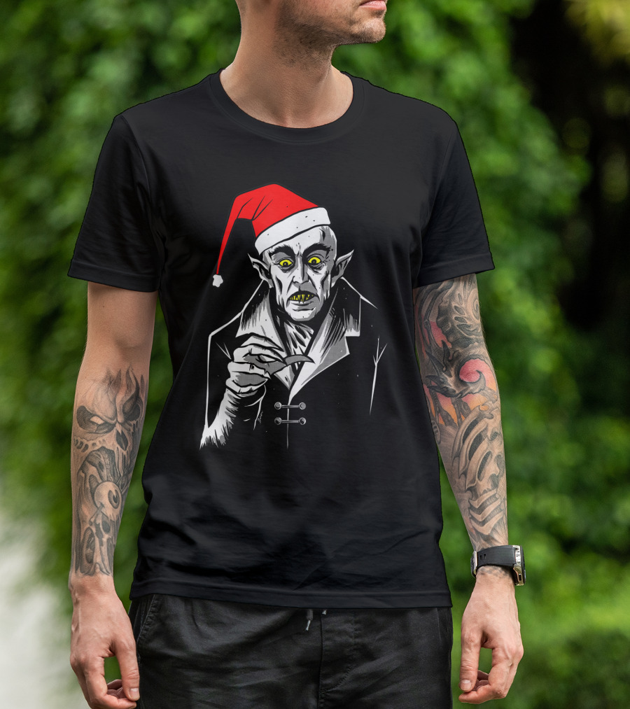 Nosferatu Vampire Santa Christmas Clause T-Shirt