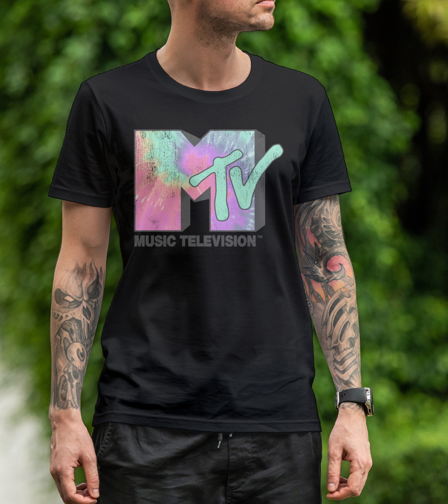 MTV Music Television Neon Tie Dye T-Shirt