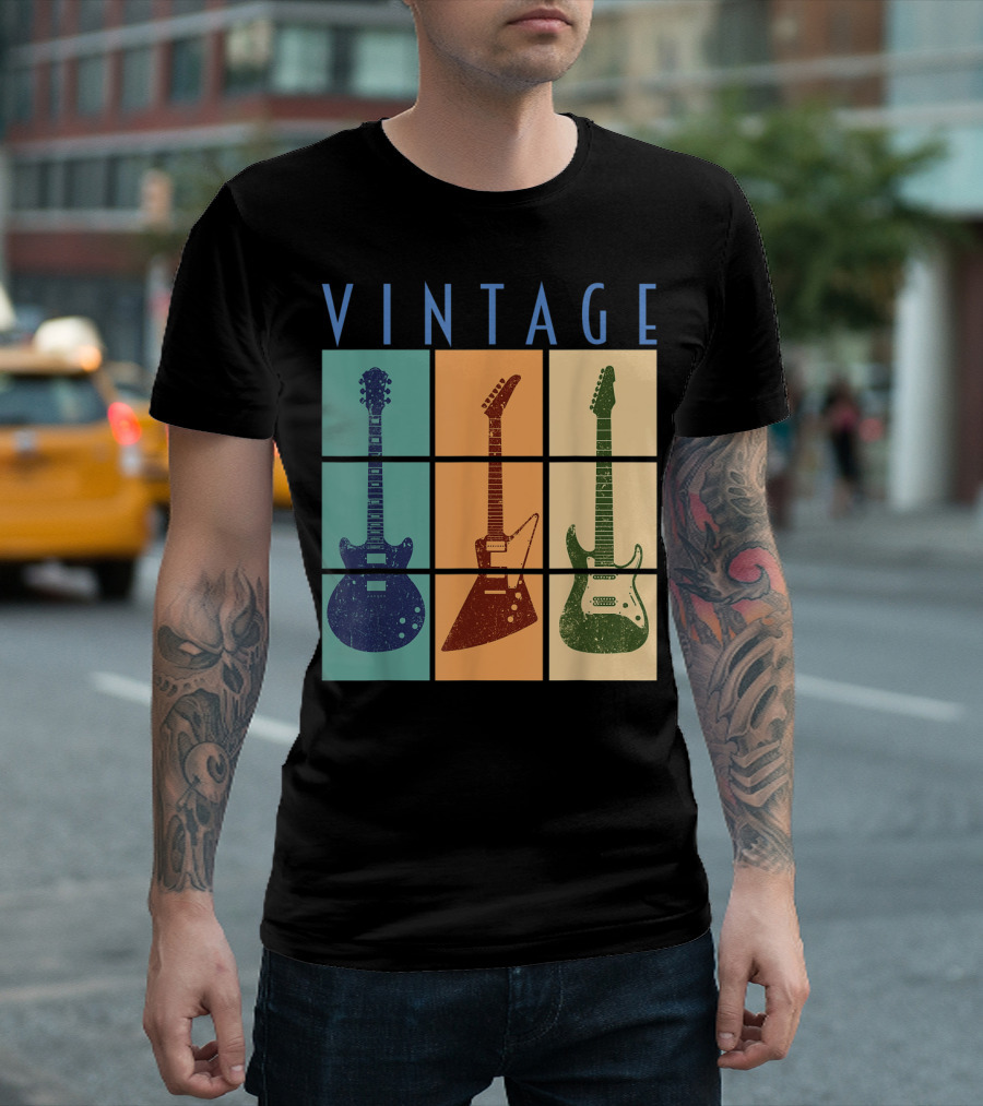 Vintage Retro Classic Guitar Cool Vintage Guitars T-Shirt