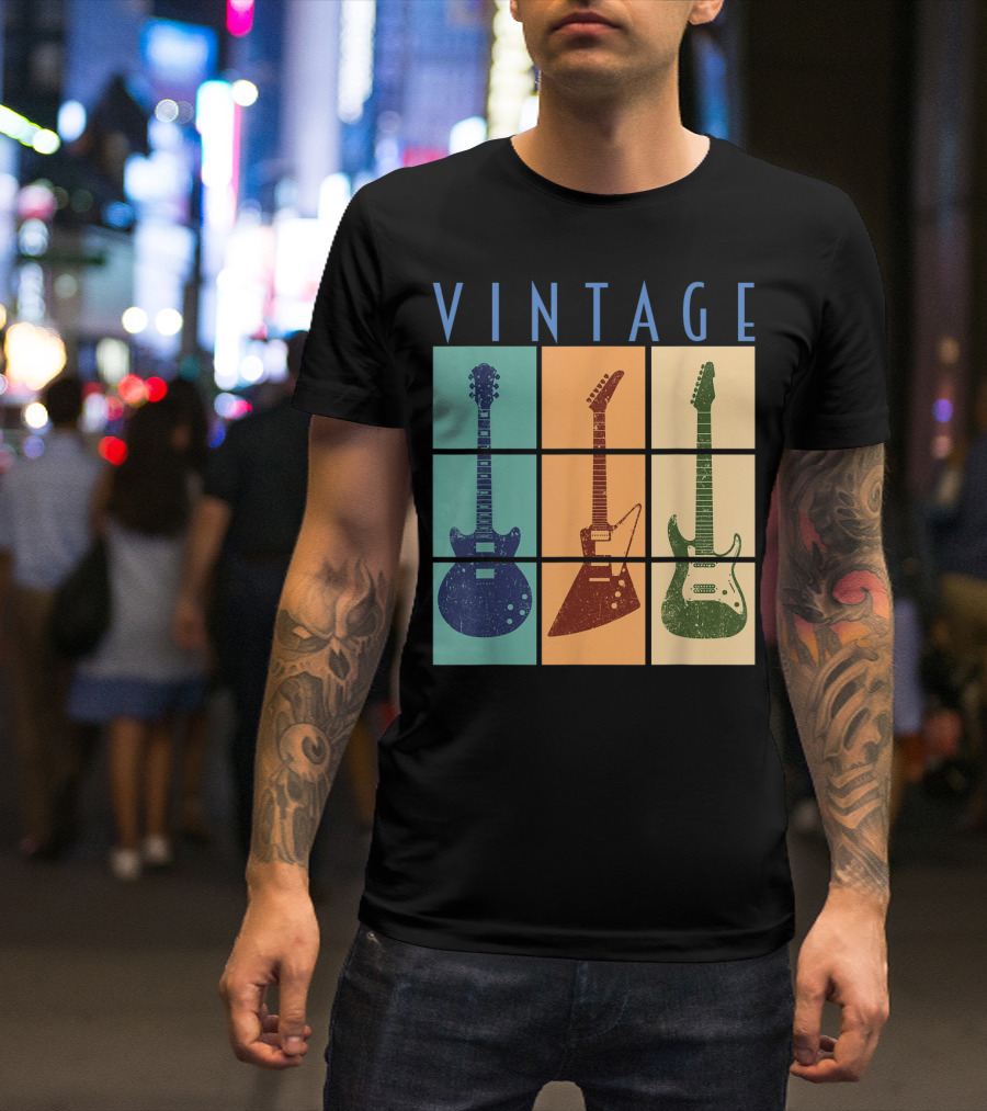 Vintage Retro Classic Guitar Cool Vintage Guitars T-Shirt