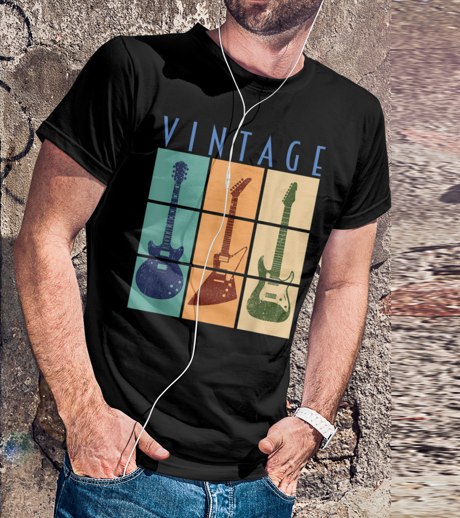 Vintage Retro Classic Guitar Cool Vintage Guitars T-Shirt