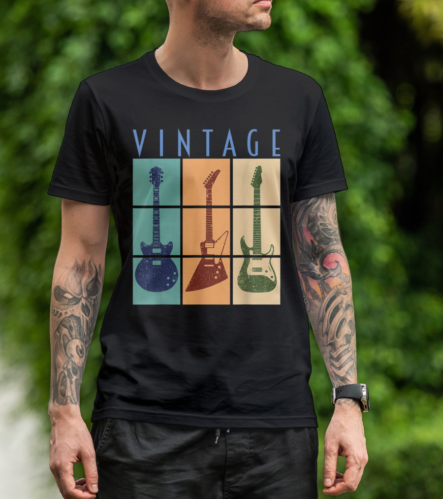 Vintage Retro Classic Guitar Cool Vintage Guitars T-Shirt