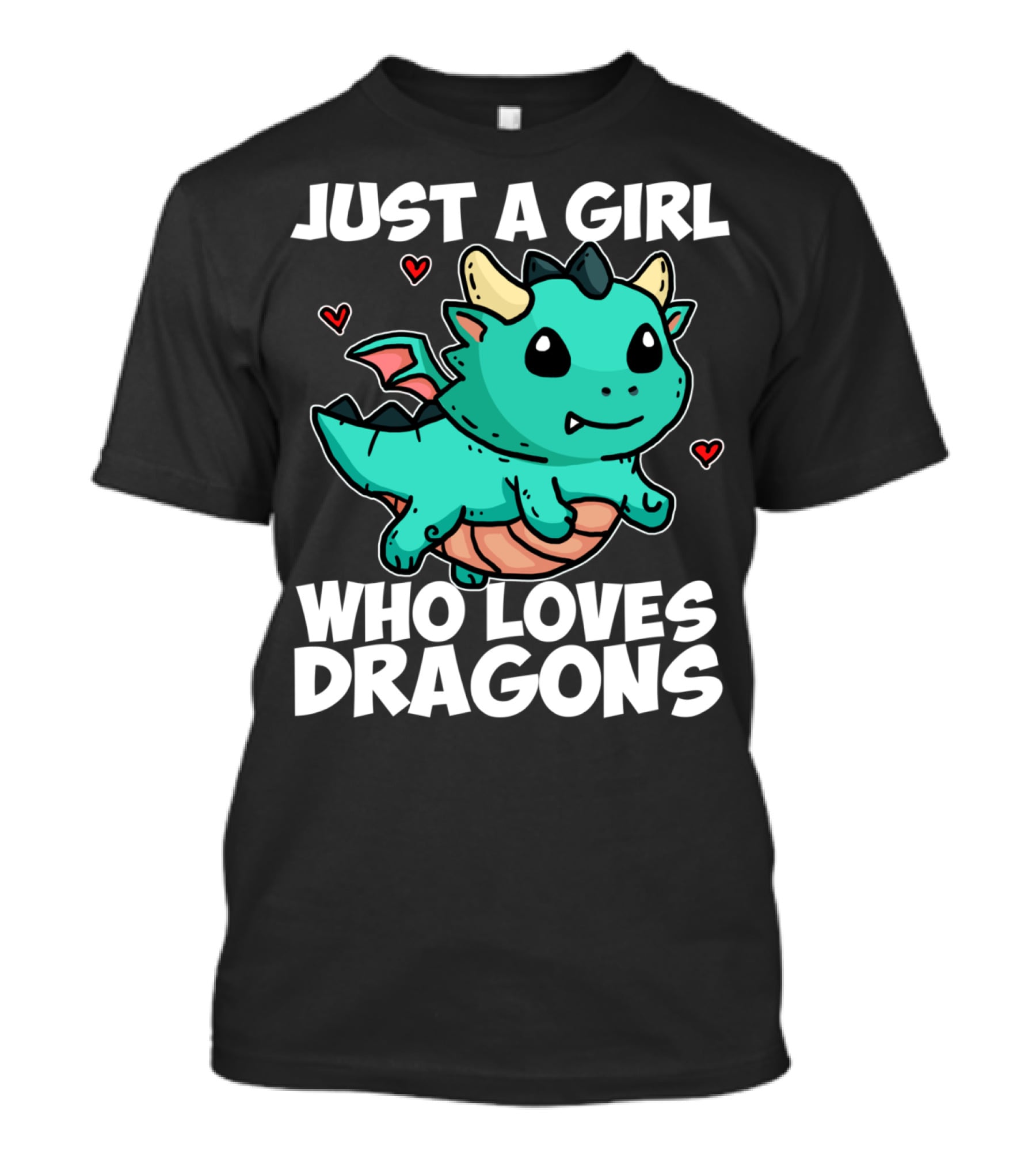 Just A Girl Who Loves Dragons Cute Dragon Hearts T-Shirt