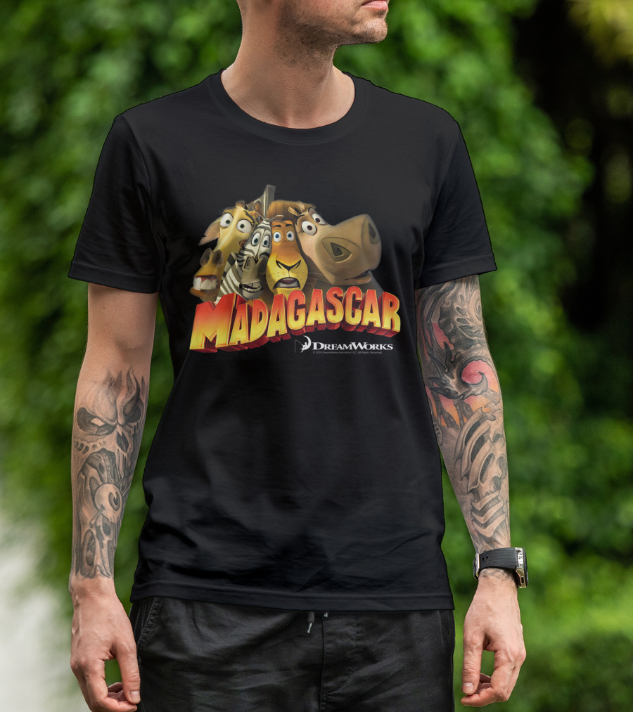 Madagascar DreamWorks Movie Characters Squished Group Shot T-Shirt