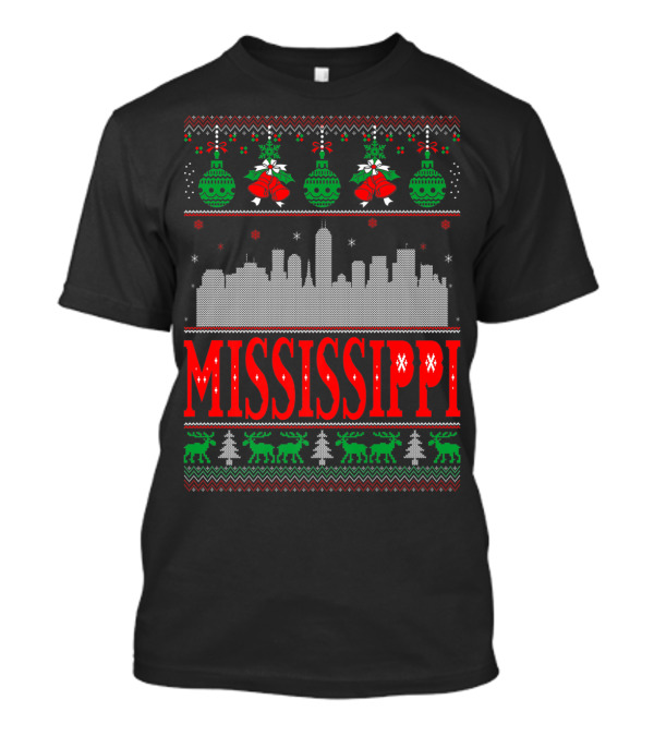 Mississippi Christmas Skyline Ugly T-Shirt