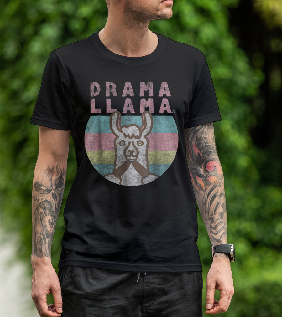 Drama Llama Vintage Classic Lama Retro Stripes T-Shirt