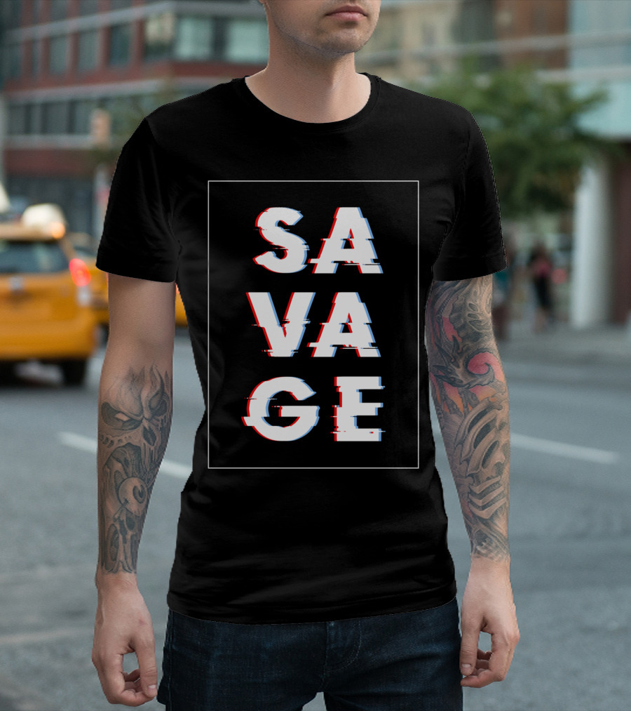 Savage Glitch Effect Social Disruptor T-Shirt