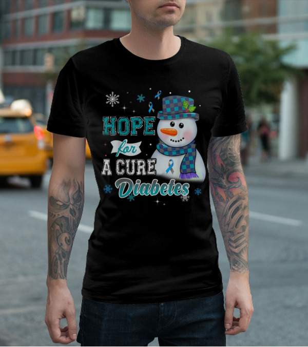 HOPE FOR A CURE DIABETES Snowman T-Shirt