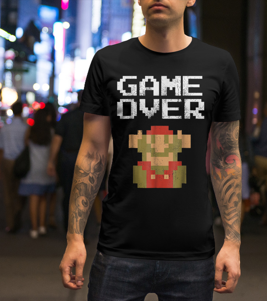 Super Mario Game Over Pixel Art Mario Fall T-Shirt