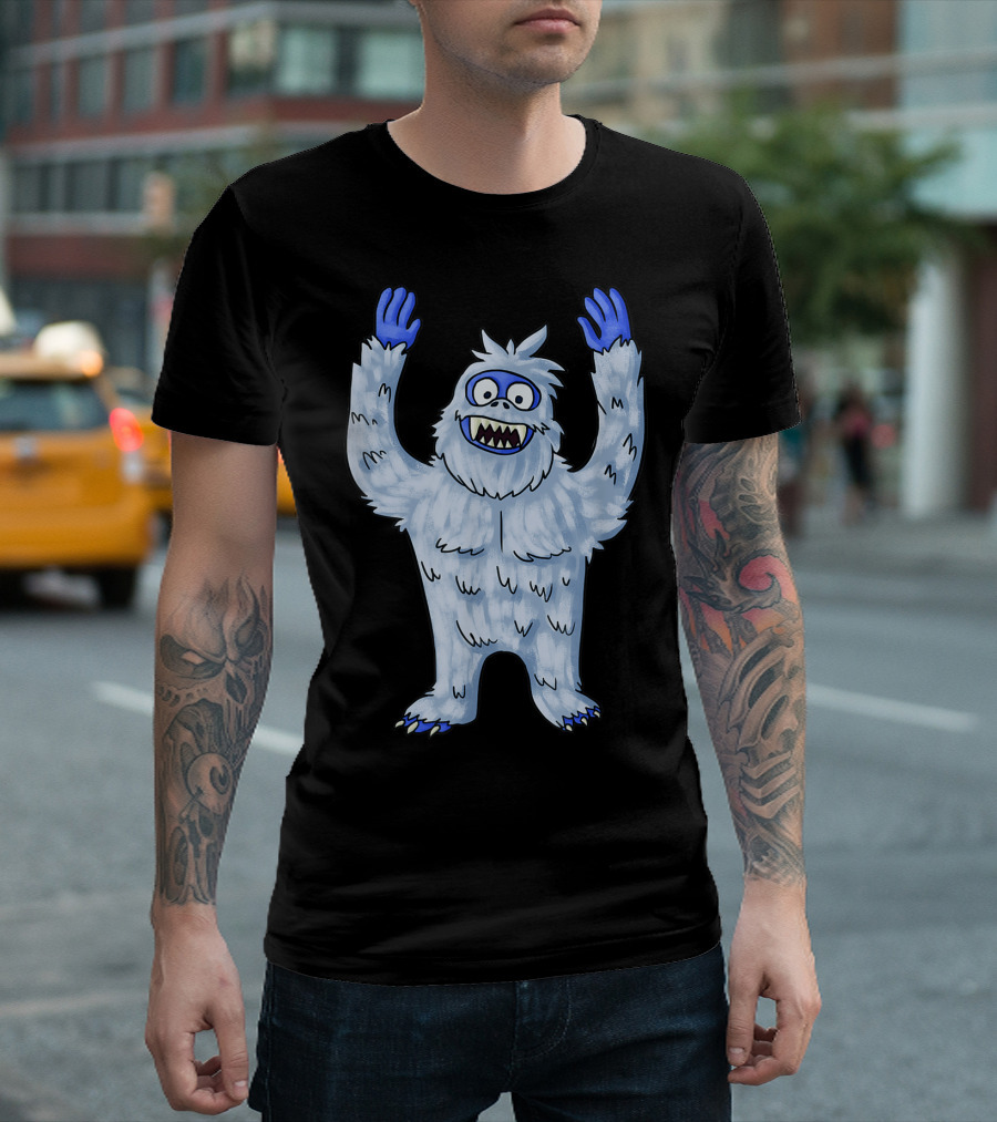 Vintage Christmas Abominable Snowman with Classic Blue and White Furry Monster T-Shirt