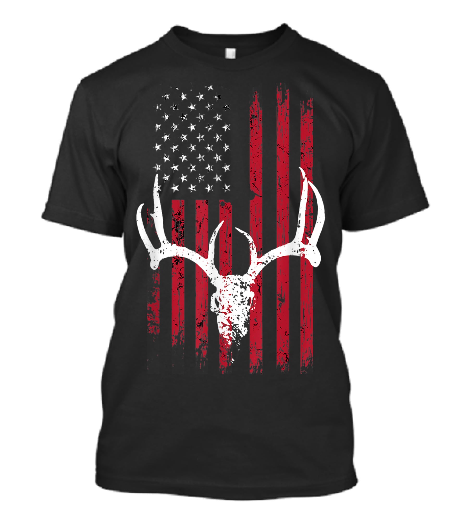 Vintage Deer USA Flag Animals Lover Antlers Rustic Patriotic T-Shirt