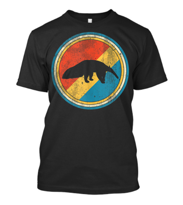 Vintage Retro Circle Giant Anteater Silhouette On Colorful Background T-Shirt
