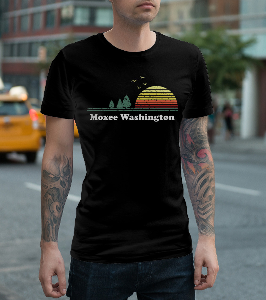 Moxee Washington Vintage Sunset With Trees And Birds T-Shirt
