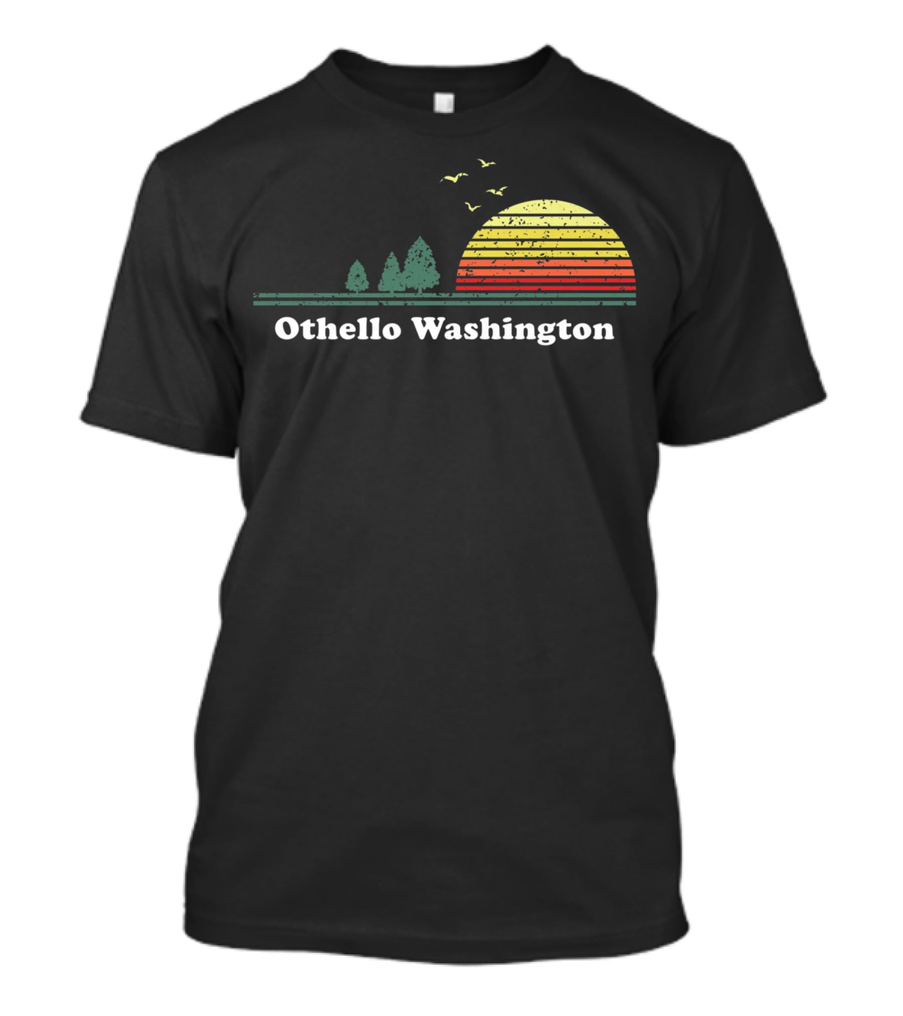 Othello Washington Vintage Sunset Trees Birds T-Shirt
