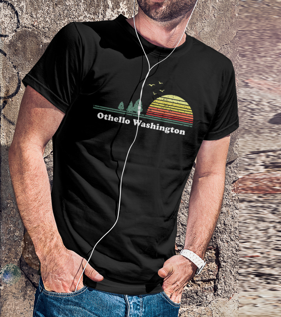 Othello Washington Vintage Sunset Trees Birds T-Shirt