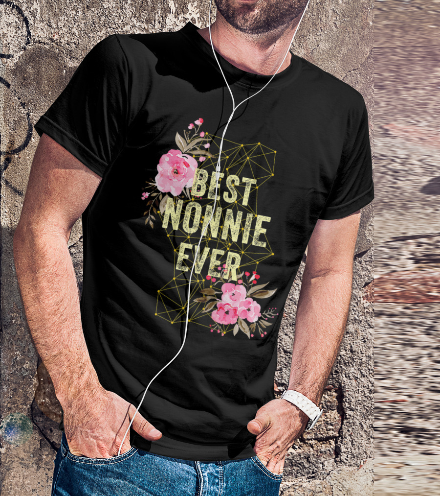 Best Nonnie Ever Floral Design Mothers T-Shirt