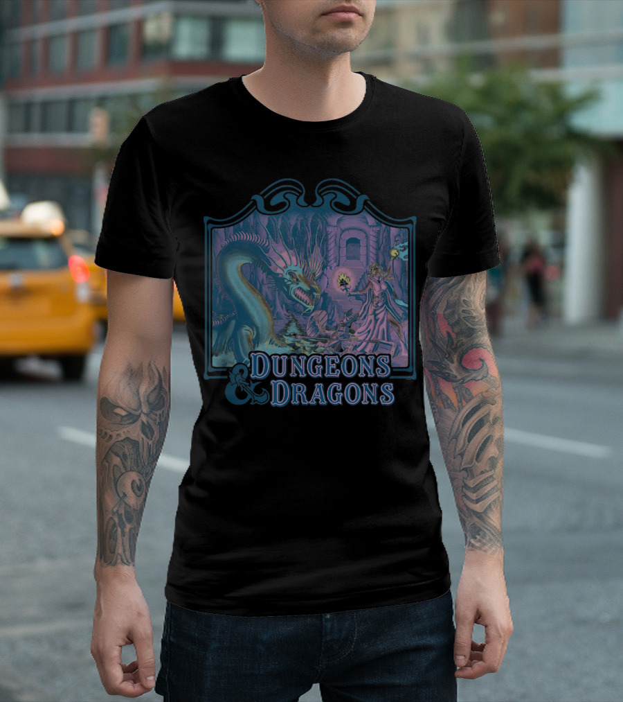 Dungeons And Dragons Classic Basic Rule Dragon Encounter Scene T-Shirt