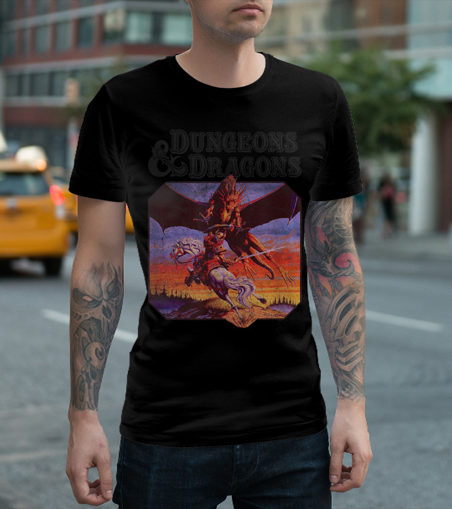 Dungeons and Dragons Classic Expert Rules Knight with Dragon T-Shirt