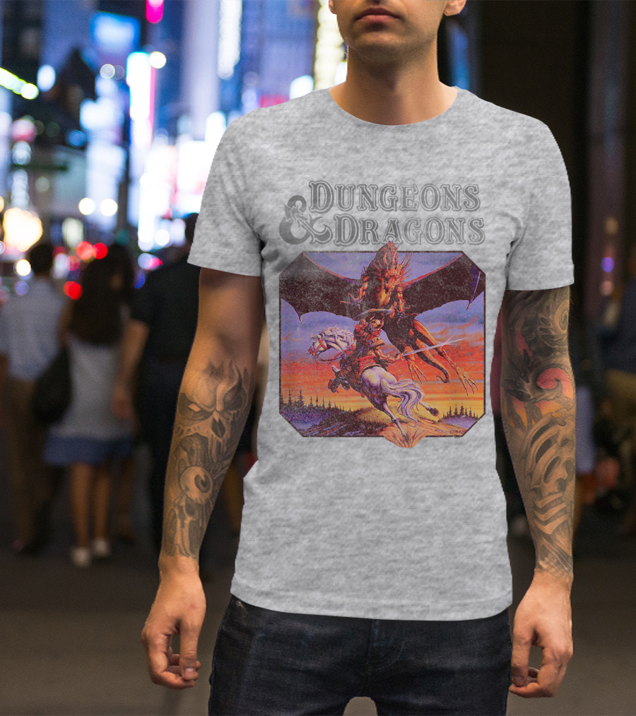 Dungeons And Dragons Classic Expert Rules Knight With Dragon T-Shirt