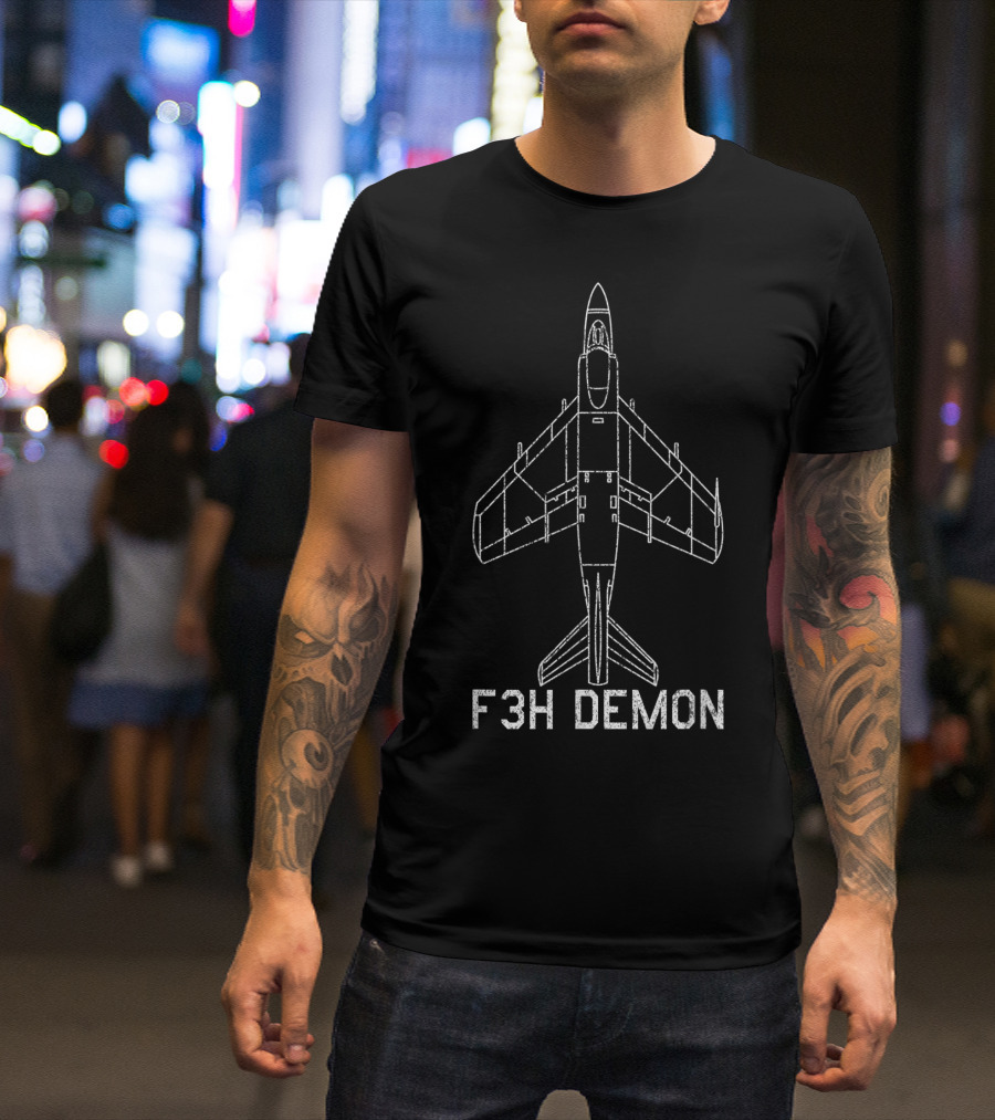 F3H Demon Jet Fighter Plane Classic USA Navy Aviation T-Shirt