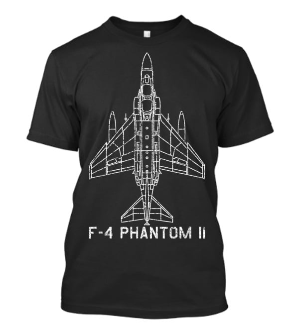 F-4 Phantom II Jet Fighter Bomber Classic USA Blueprint T-Shirt