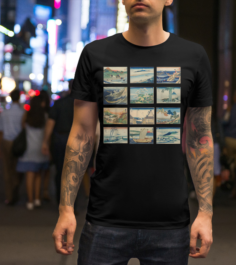 Famous Vintage Japanese Classics Ukiyo-e Wave And Mount Fuji T-Shirt