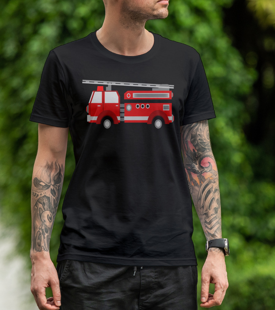Fire Truck Red Classic Illustrated Pumper Engine Vehicle T-Shirt