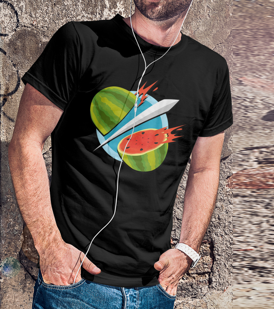 Fruit Ninja Watermelon Slice With Sword T-Shirt