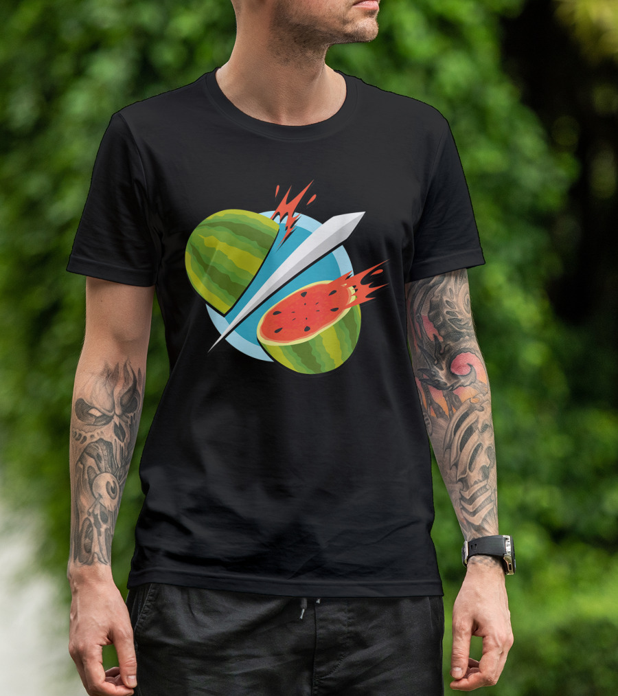 Fruit Ninja Watermelon Slice With Sword T-Shirt