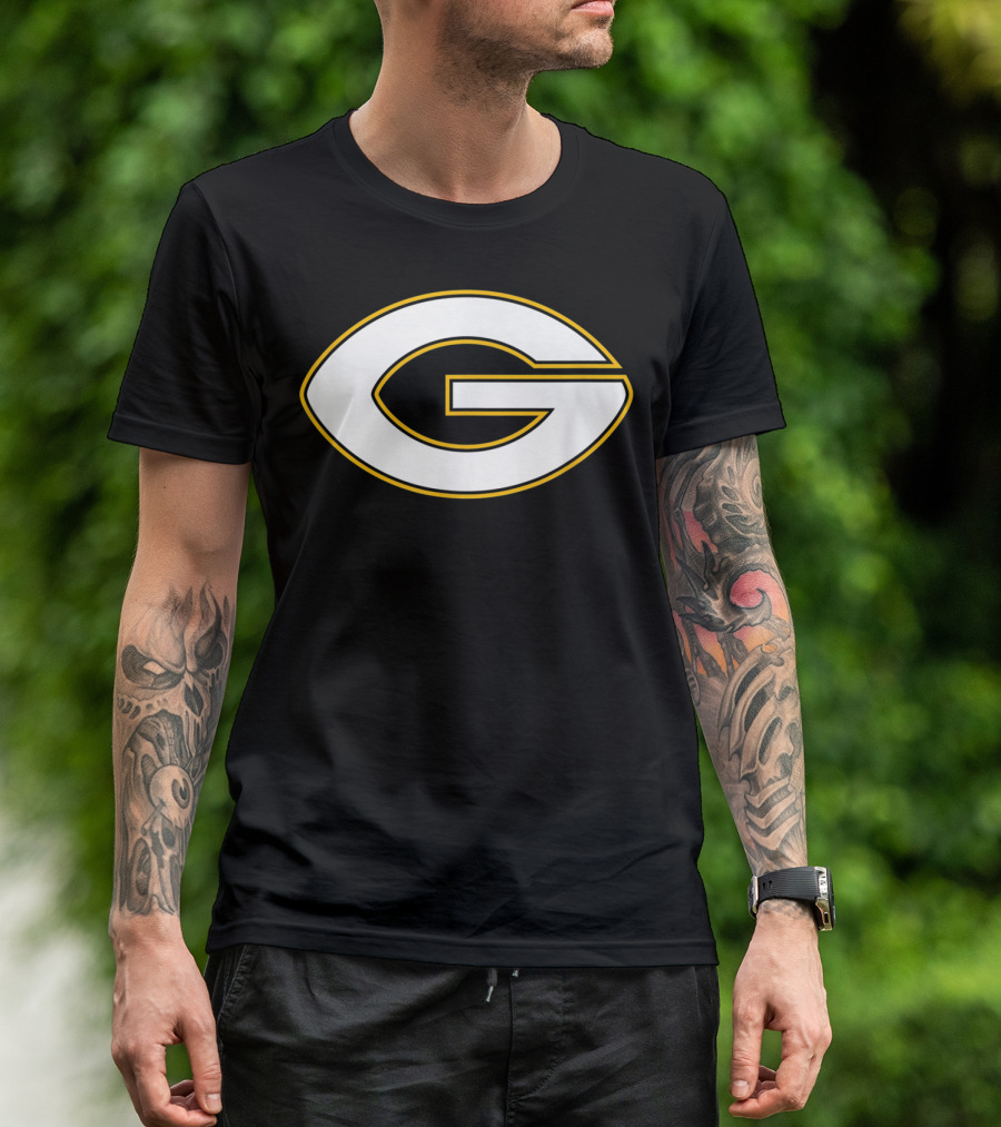 Green Bay Packers Football Shape Letter G T-Shirt