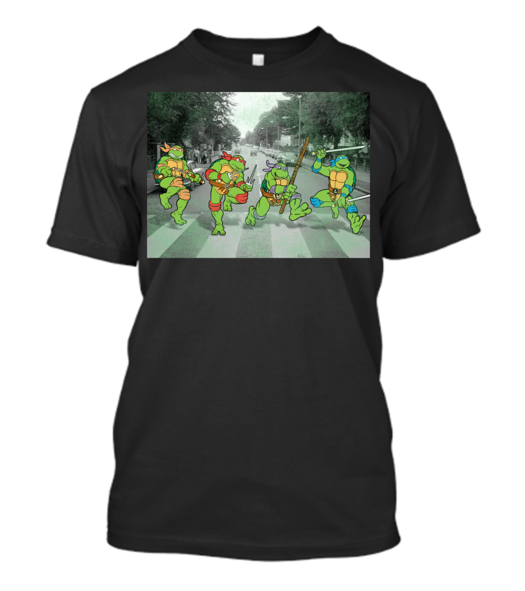 Nage Mutant Ninja Turtles Abbey Road Style Street Scene T-Shirt