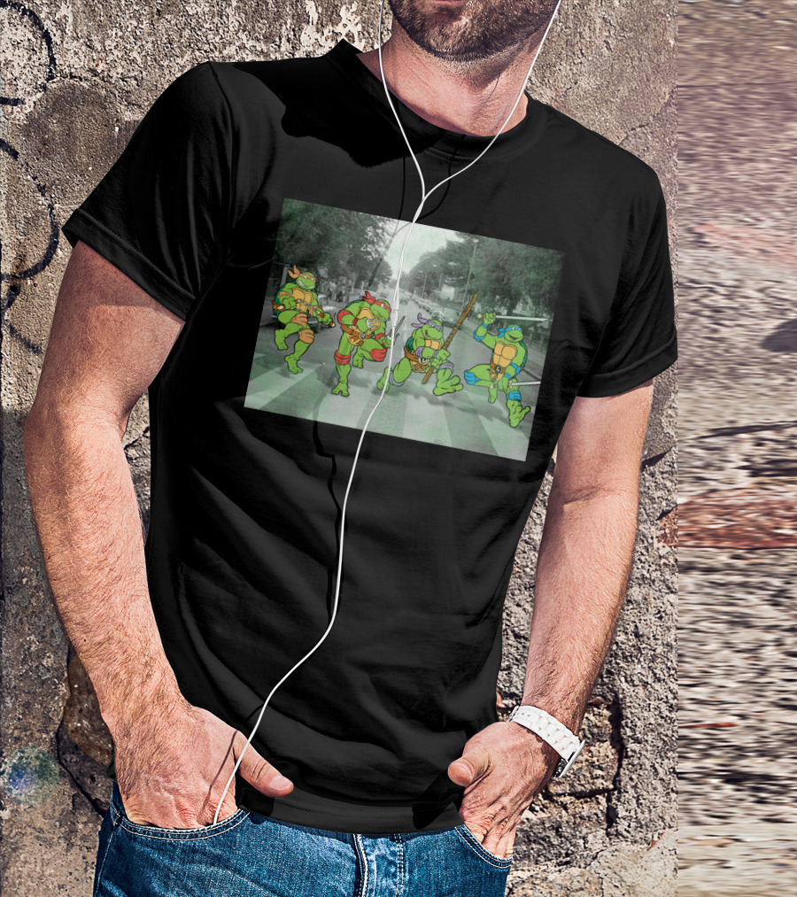 Nage Mutant Ninja Turtles Abbey Road Style Street Scene T-Shirt