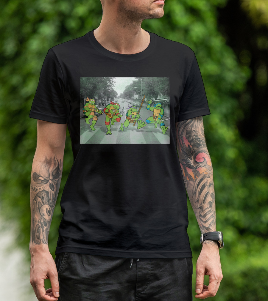 Nage Mutant Ninja Turtles Abbey Road Style Street Scene T-Shirt