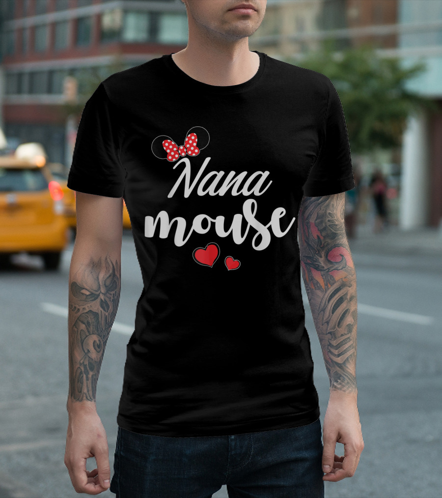 Nana Mouse with Polka Dot Bow and Red Hearts T-Shirt