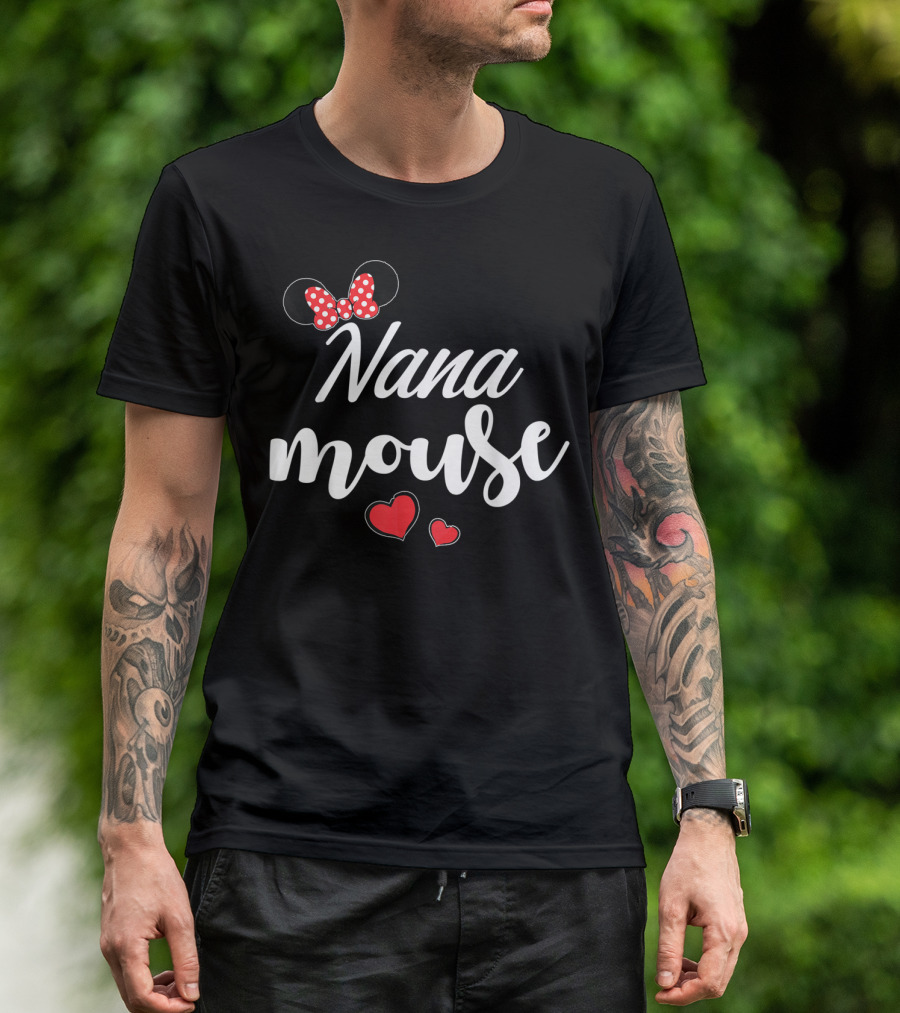Nana Mouse With Polka Dot Bow And Red Hearts T-Shirt