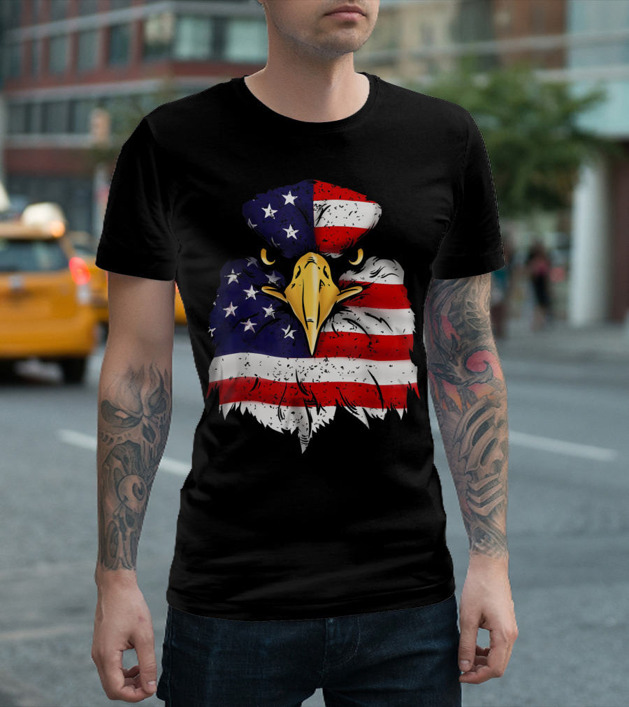 Bald Eagle American Flag 4th of July Patriotic Freedom T-Shirt