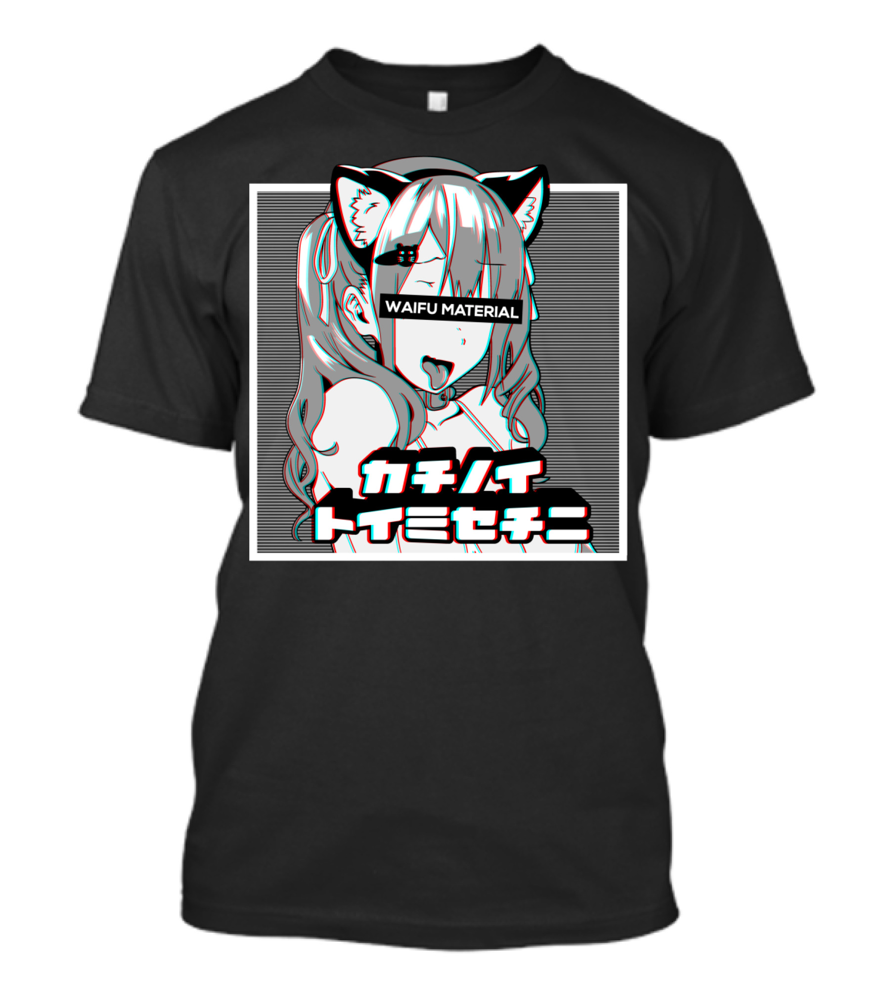 Ahegao Lewd Anime Face Waifu Material Neko Girl Cospla カチノイ トイミセチニ T-Shirt