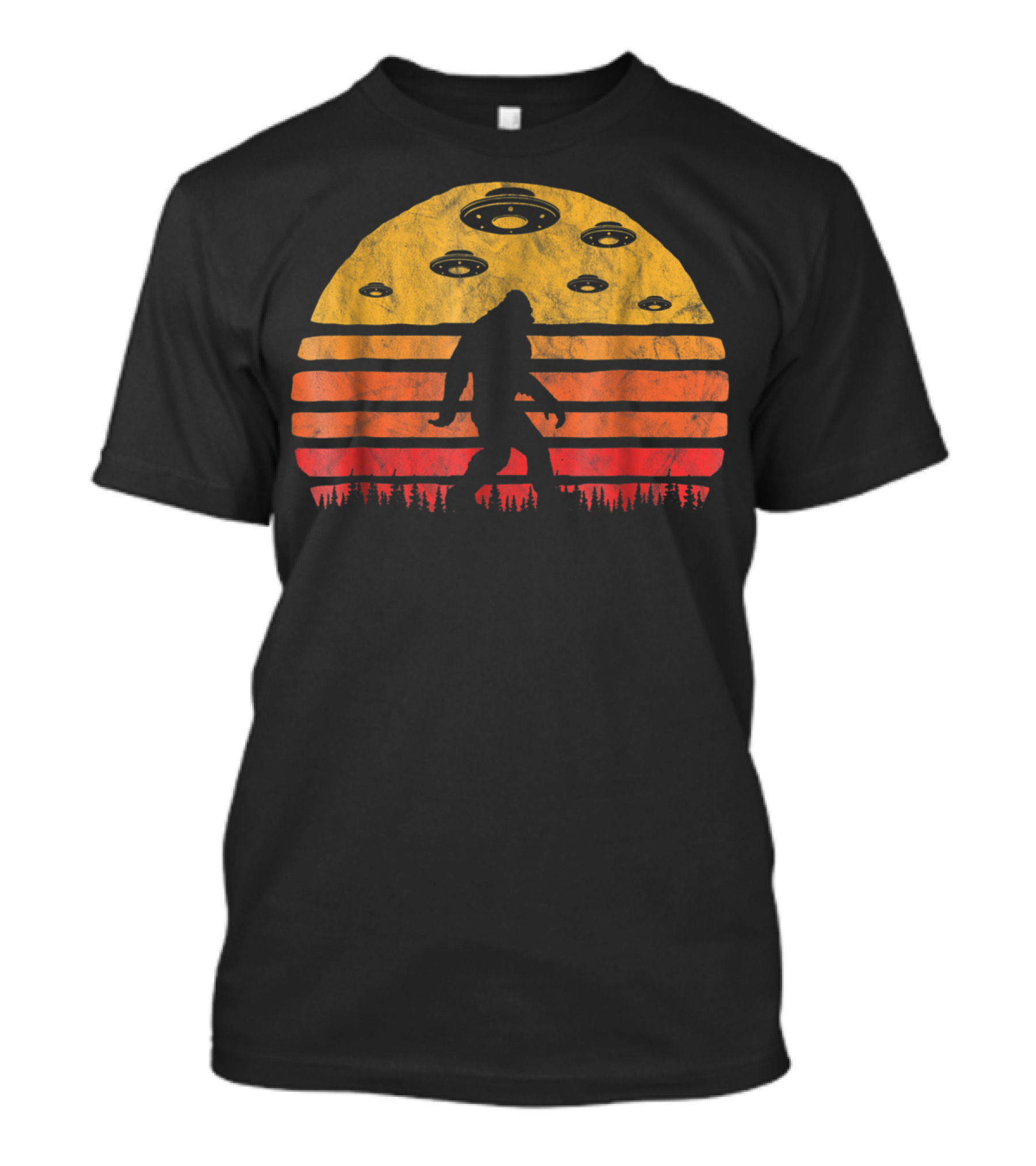 Bigfoot UFO Abduction Vintage Sunset BELIEVE T-Shirt