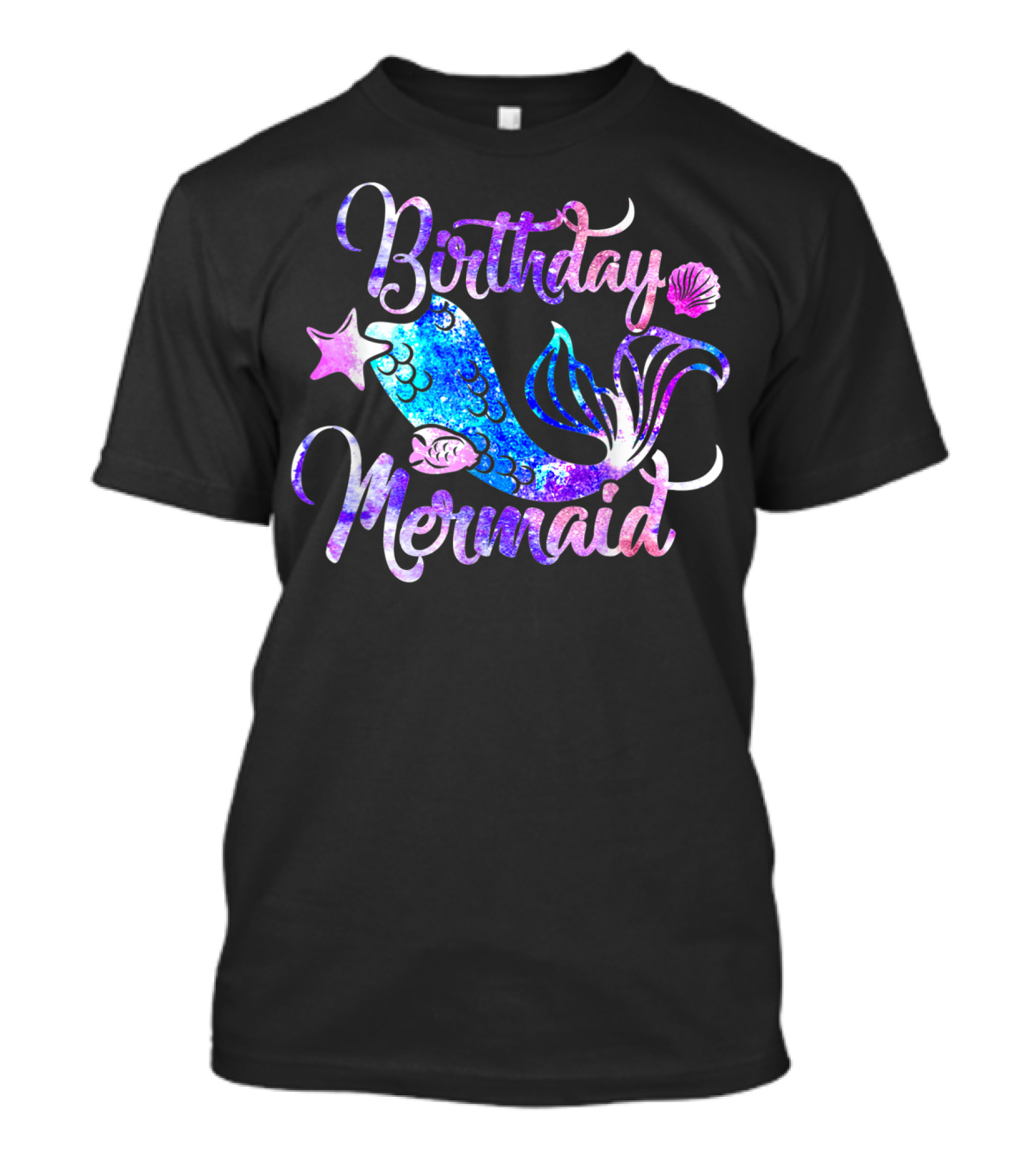 Birthday Mermaid Starfish Shells Ocean T-Shirt