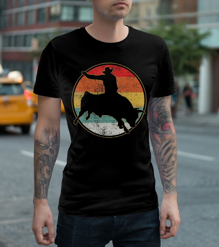 Retro Vintage Bull Riding Cowboy Western T-Shirt