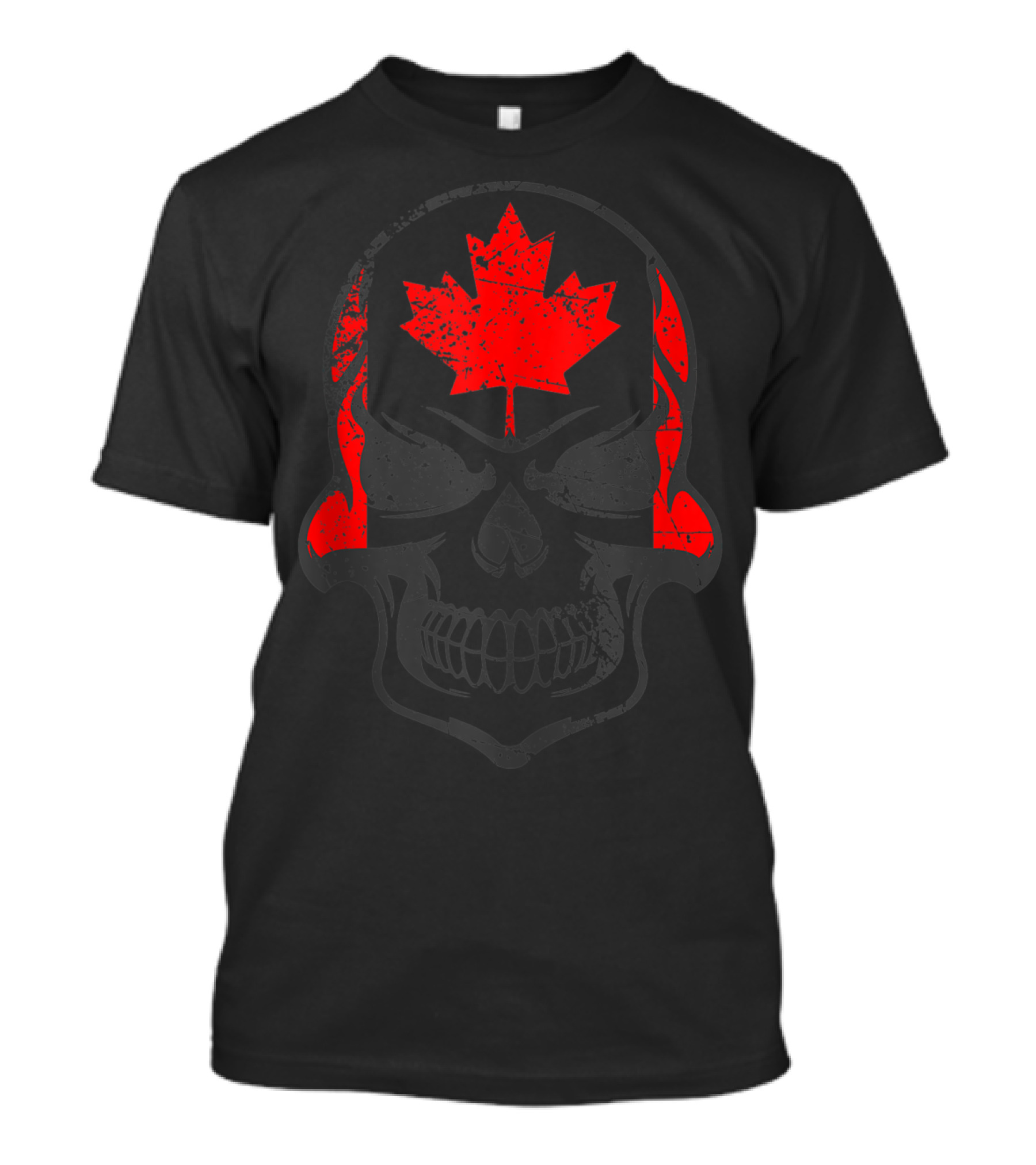 Canadian Skull Maple Leaf Canada Day Flag T-Shirt