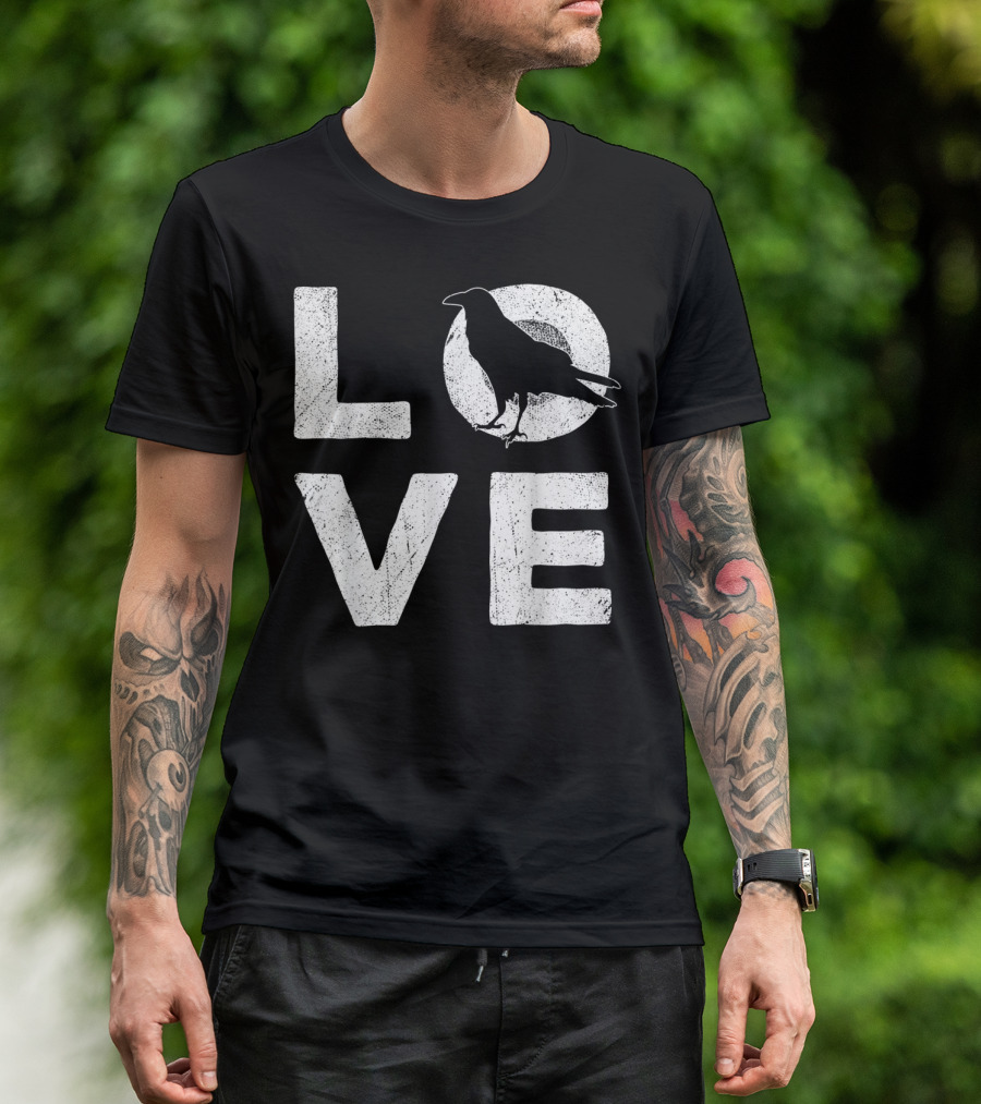 Crow Love Wildlife Enthusiast Typography T-Shirt