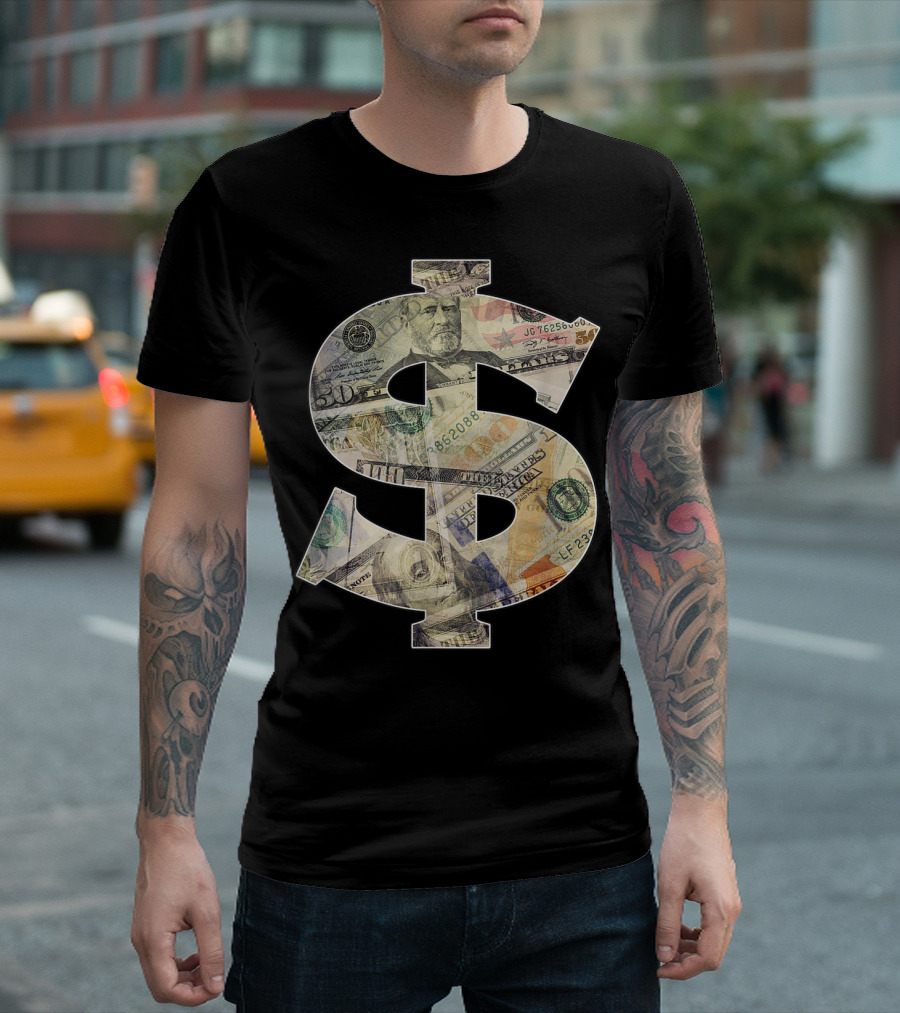Dollar Sign Cool Money Currency Collage T-Shirt