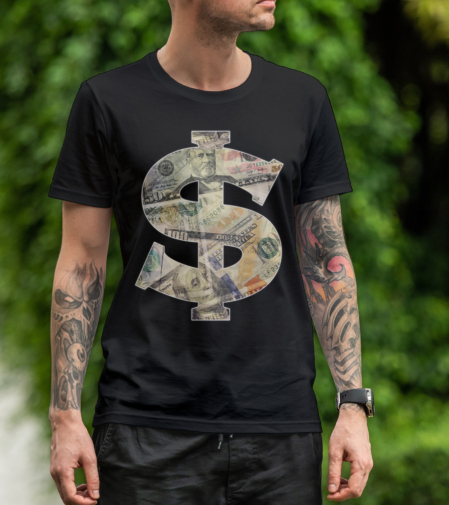 Dollar Sign Cool Money Currency Collage T-Shirt