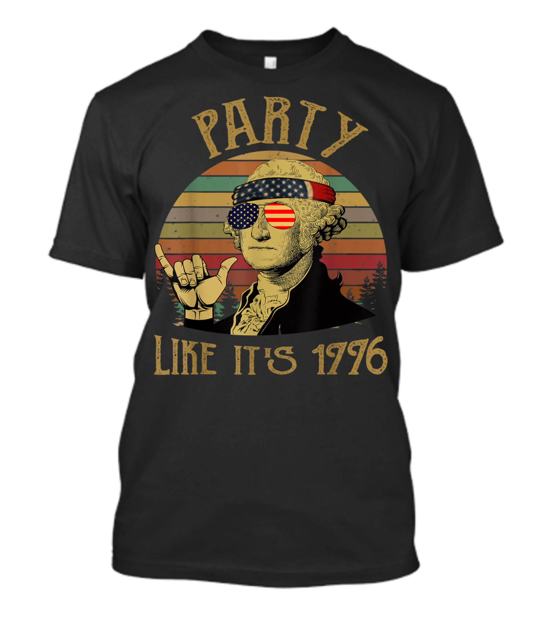 Party Like It's 1776 Vintage George Washington USA Flag T-Shirt